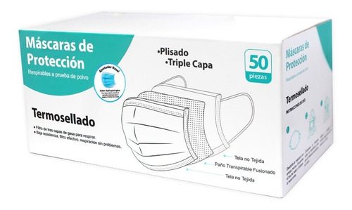 CUBREBOCAS PLISADO TRICAPA C/50PZ - Imagen 6